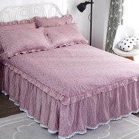 美帮汇全棉床罩床套防滑床裙式单件全棉保护防尘罩1.5米1.8m床单1三件套 菲拉格 180x220[单件床裙]