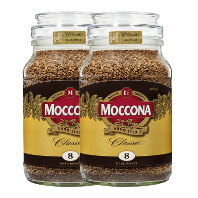 效期至27年3月 Moccona摩可纳 经典 深度烘焙 冻干速溶 黑咖啡 8号 400g 2瓶装 大瓶实惠装 澳洲进口