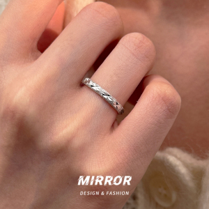 999纯银车花磨砂戒指女指环尾戒个性小众设计高级感气质潮送女朋友老婆情人节七夕生日礼物 戒指一只