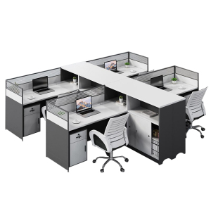 慧采云 办公家具办公桌组合屏风工作位卡座简约现代职员办公桌椅4人电脑桌椅财务桌 四人位（含柜）