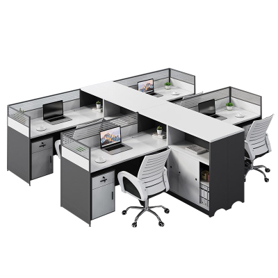 慧采云 办公家具办公桌组合屏风工作位卡座简约现代职员办公桌椅4人电脑桌椅财务桌