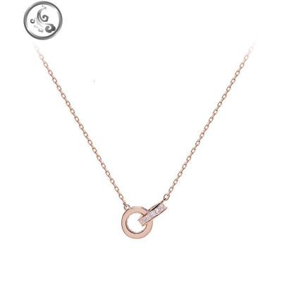 925银ins风圆环小蛮腰项链闪耀动人圈圈相连锆石项饰女 JiMi