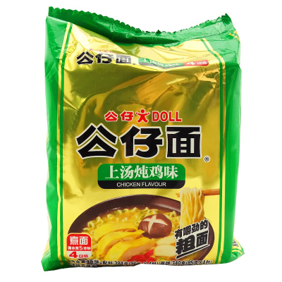 公仔面上汤炖鸡味384g4包实惠装速食面餐面即食面油炸休闲方便面