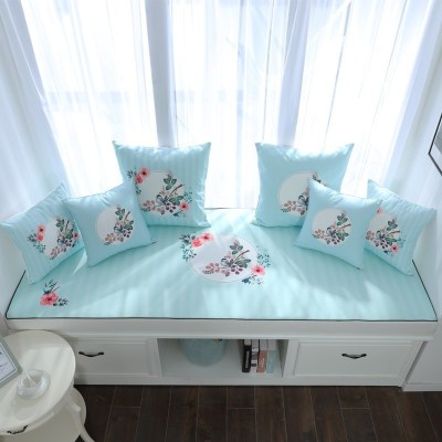 家柏饰(CORATED)北欧高密度乳胶飘窗垫窗台垫定做榻榻米阳台海绵垫沙发毯坐垫 花好月圆 10cm飘窗垫