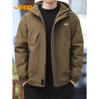 Jeep吉普美式冲锋棉衣外套男士2025年冬季宽松保暖连帽工装棉服男