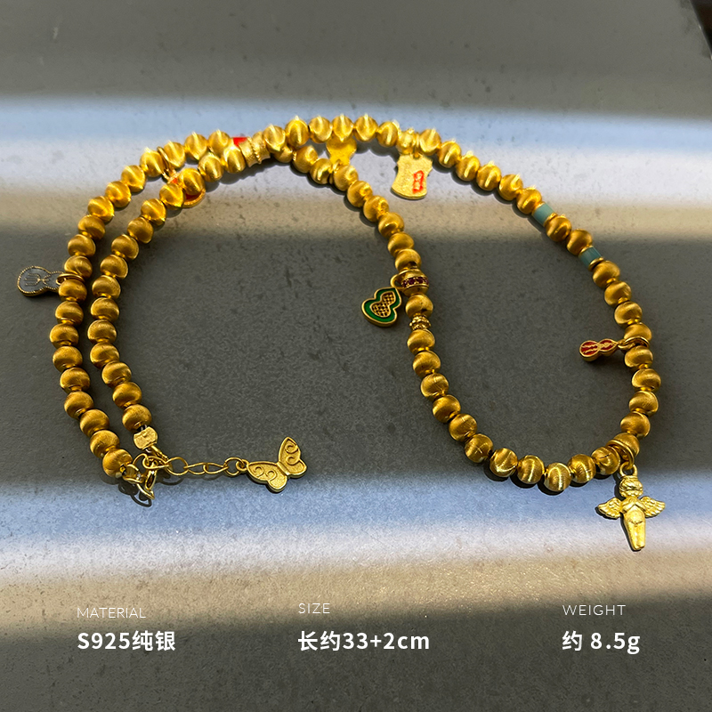 925纯银猫眼珠小天使双层手链女手环手饰个性潮重约8.5g BCS2489