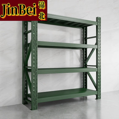 锦北货架仓储库房储物架军绿色四层主架500kg/层重型150*60*200cm