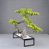 家柏饰(CORATED)迎客松盆景摆件新中式客厅书房装饰品新房装饰创意工艺品乔迁礼品