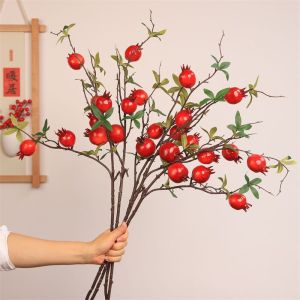 维诺亚仿真花假花摆设石榴花摆件柿子果树枝干花客厅玄关餐桌花艺装饰花