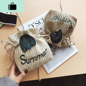 高级感编水桶森系编织仙女少女斜挎小包包女包2019新款潮沙滩包NEW LAKE女士单肩包