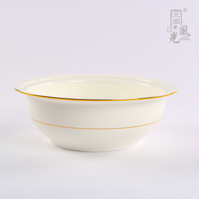 北国风光 骨瓷镶金9英寸带沿汤盆TS-XJ个