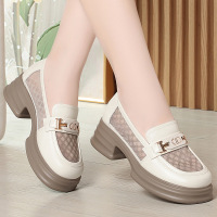 厚底圆头网面乐福鞋女年夏季新款懒人一脚蹬休闲透气舒适女鞋