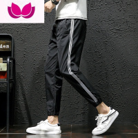 七斓痞帅男裤子九分裤夏季轻薄冰丝运动裤大码束脚休闲裤超薄速干裤子