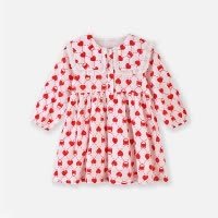[1件3.5折价:89.25元]铅笔俱乐部2025春装新款女小童连衣裙儿童大翻领宝宝甜美印花裙子
