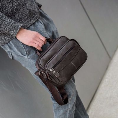派尼美特单肩包男斜挎小包男真皮横款男士包包休闲包男士挎包牛皮背包新款