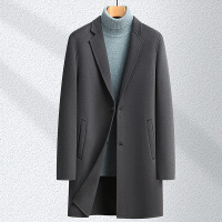 100%羊毛男式大衣秋冬新款中青年商务中长双面呢风衣羊毛外套