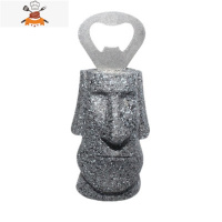 创意啤酒开瓶器可爱人像网红女搞怪个性汽水起子立式摆件家用挂式 敬平 经典摩艾起子深色