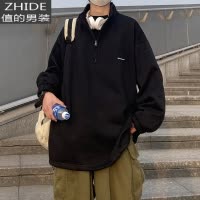 SUNTEK春季日系复古立领套头卫衣外套情侣潮流宽松运动外套男卫衣