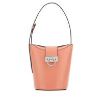 Ferragamo女士牛皮桶包手提斜挎包百搭日常通勤真皮金属装饰小方包