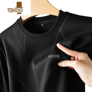 YANXU男士圆领运动卫衣加肥加大码棉质潮流秋季胖子宽松休闲长袖T恤衫