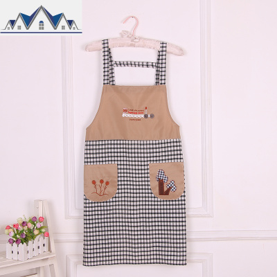 韩版棉时尚家用防水防油女士围裙带套袖成人无袖厨房罩衣定制 三维工匠