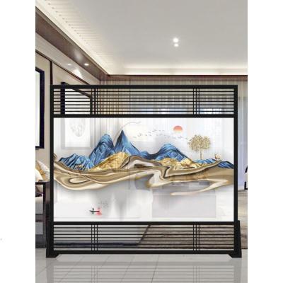 BONJEAN新中式实木屏风隔断客厅装饰入户玄关酒店办公室镂空落地栅栏座屏