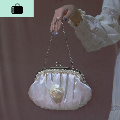 今年流行的包包女斜挎手提珍珠链条小花朵仙女百搭高级复古斜挎包NEW LAKE女斜挎包