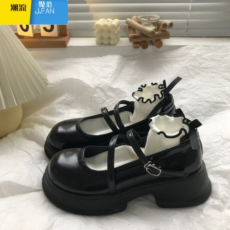 聚范jk百搭棕色圆头厚底小皮鞋女2024新款夏复古英伦风日系玛丽珍单鞋