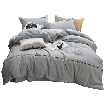 美帮汇欧式男四件套全棉全棉 男士 简约北欧床品被套加厚磨毛欧美风床单