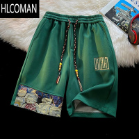 HLCOMAN直筒刺绣透气短裤男夏季小熊设计感潮牌运动休闲宽松五分裤