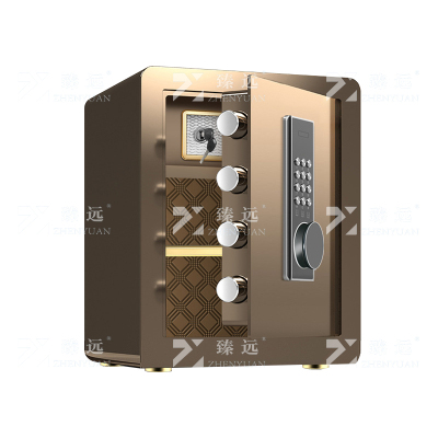 臻远 ZY40618097 小型保险柜密码保险箱全钢防盗保管箱 45cm咖色电子密码款