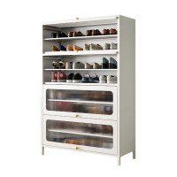 汉诺鑫威家用门口鞋柜室内入户储物柜一体翻门钢制4门8层80宽-白