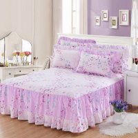美帮汇全棉床罩床裙式荷叶花边床单防滑保护防尘床套1.2m1.5米1.8