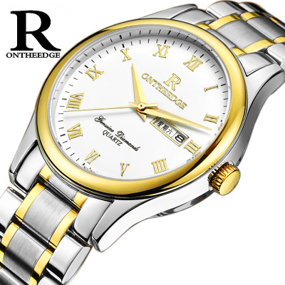 瑞之缘正品手表防水商务精钢带石英表男士手表时尚情侣腕表