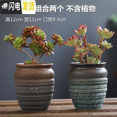 三维工匠粗陶老桩透气创意个性花盆陶瓷肉肉植物多肉花盆大号室内 陶器老桩组合2个 大花盆容器
