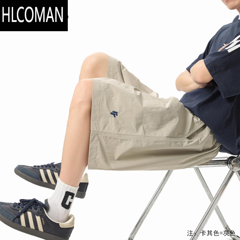 HLCOMAN冰丝速干刺绣运动短裤男女夏季休闲宽松百搭运动裤情侣沙滩五分裤