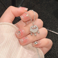 s925纯银玉髓平安锁项链女轻奢小众设计新中式锁骨链送母亲节礼物送女朋友老婆情人节七夕生日礼物