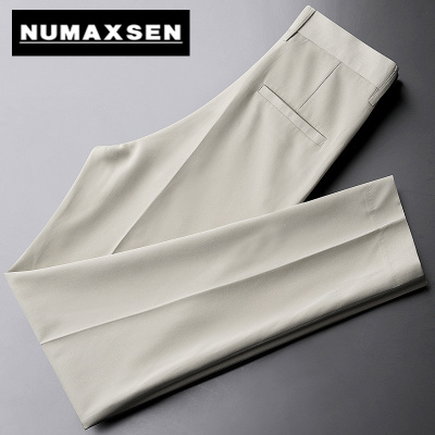 纽曼森（Numaxsen）西裤男杏色9分裤子夏季薄2021小脚垂坠感冰丝直筒休闲九分裤