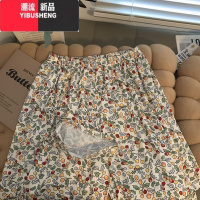 YIBUSHENG网红薄款居家休闲裤女韩版2024新款外穿高腰印花阔腿长裤睡裤