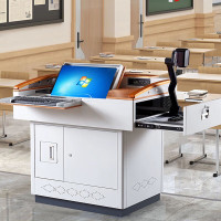 多媒体演讲台钢木中控台多功能翻转桌操作台电教室教师桌讲台桌