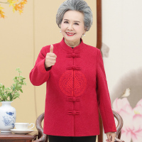 迪鲁奥(DILUAO)奶奶装秋装外套中老年女装毛呢大衣宽松妈妈装秋冬款外衣老年人气质上衣