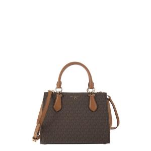 Michael Kors新款MK女包女士PVC手提斜挎包涂层印花手袋金色五金拼接多 brown