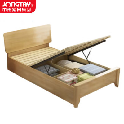 中泰(jongtay)1.0米实木床现代高箱单人床 J-CDZ71