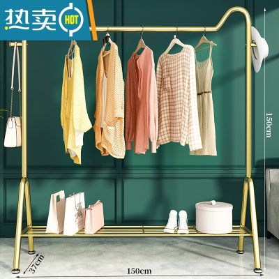 敬平晾衣架落地卧室挂衣架简易衣帽架室内晒衣架阳台凉衣服收纳衣服架 萌猫⭐奢华金150⭐