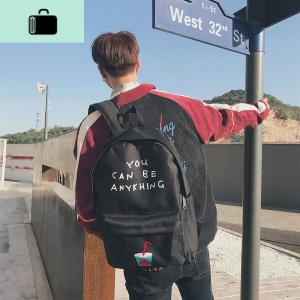韩版帆布背包初中高中大学生书包男时尚潮流青少年双肩旅行电脑包NEW LAKE 可乐杯