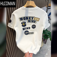 HLCOMAN2025夏季新款男装短袖T恤圆领百搭休闲打底半袖贴标刺绣字母潮流