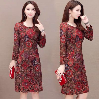 春秋女新款长袖连衣裙女阔太太大码妈妈旗袍女改良修身包臀裙臻依缘