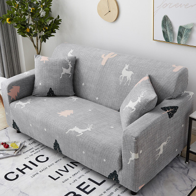 弹力懒人沙发套罩通用型全包萬能套简约布艺沙发垫全盖布 森林物语 L形状组合沙发(贵妃XL码+沙发L码)