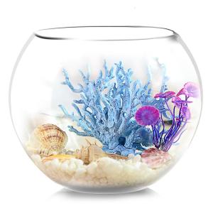 桌面小鱼缸玻璃 迷你型生态鱼缸造景 养金鱼小型热带鱼 圆形鱼缸