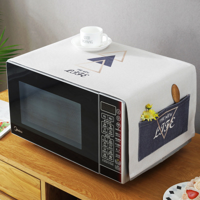 床头柜盖巾棉麻布艺盖布防水防油罩通用烤箱罩防尘罩微波炉罩 HJYH-02 防水.洗衣机.冰箱[140*55cm]